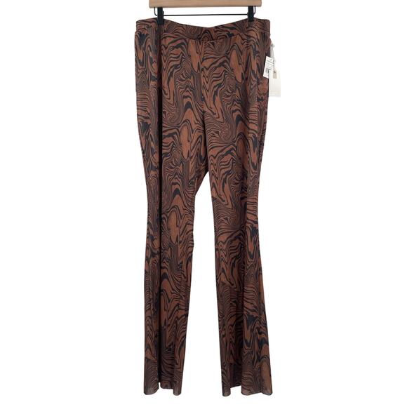 GOOD AMERICAN Mesh Flare Pants Size 3XL Plus Size Cover Up Sheer Chai Swirl NWT - Picture 1 of 12